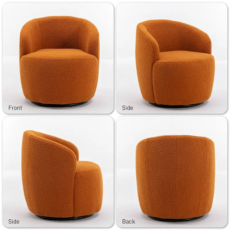 Ouyessir Modern Teddy Upholstered Swivel Barrel Chair(Set of 2)