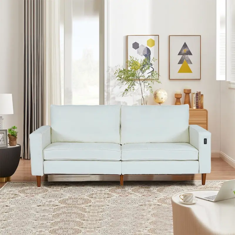 82.6 Inch Modern Living Room Chenille Recliner Sofa, loveseat Sofa,Removable Sofa Cover with USB, Easy to Instal