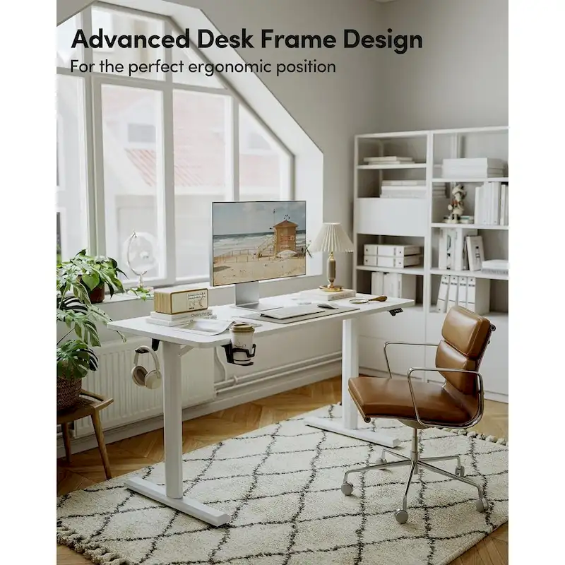 Electric Stand Up Height Adjustable Home Office Table, Sit Stand Desk with Splice Board