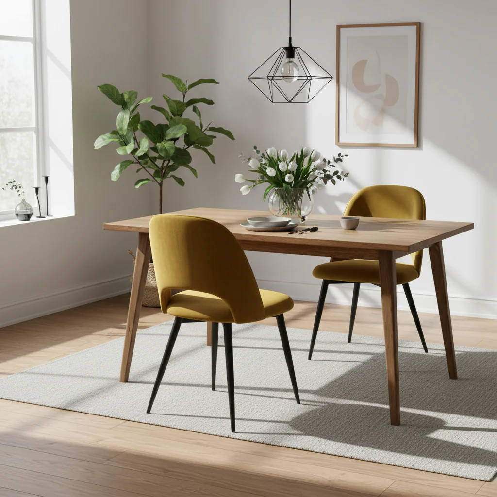 Velvet Dining Chairs - Gold/Platinum/Sapphire, Mid-Century Modern