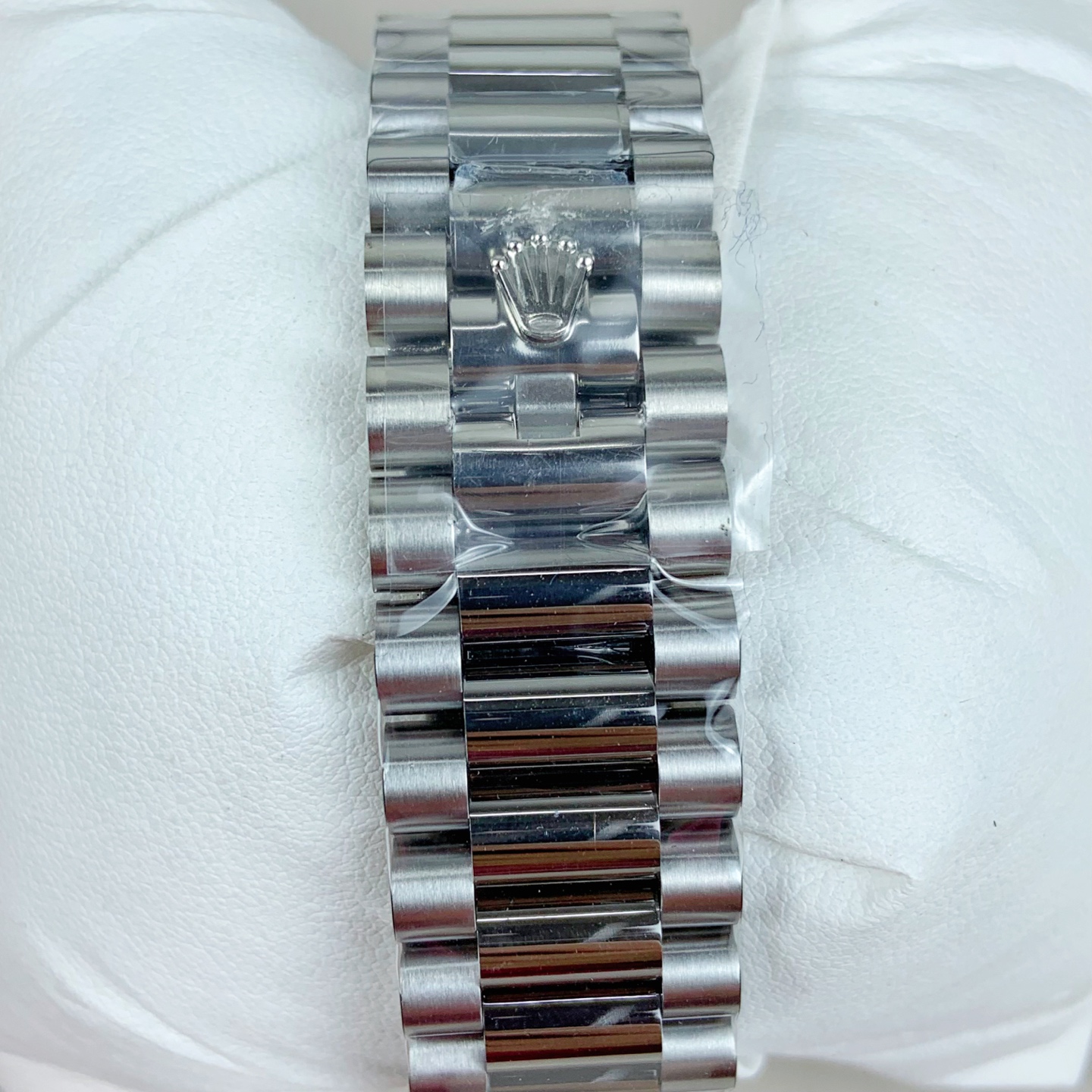President bracelet with Rolex crown clasp close-up