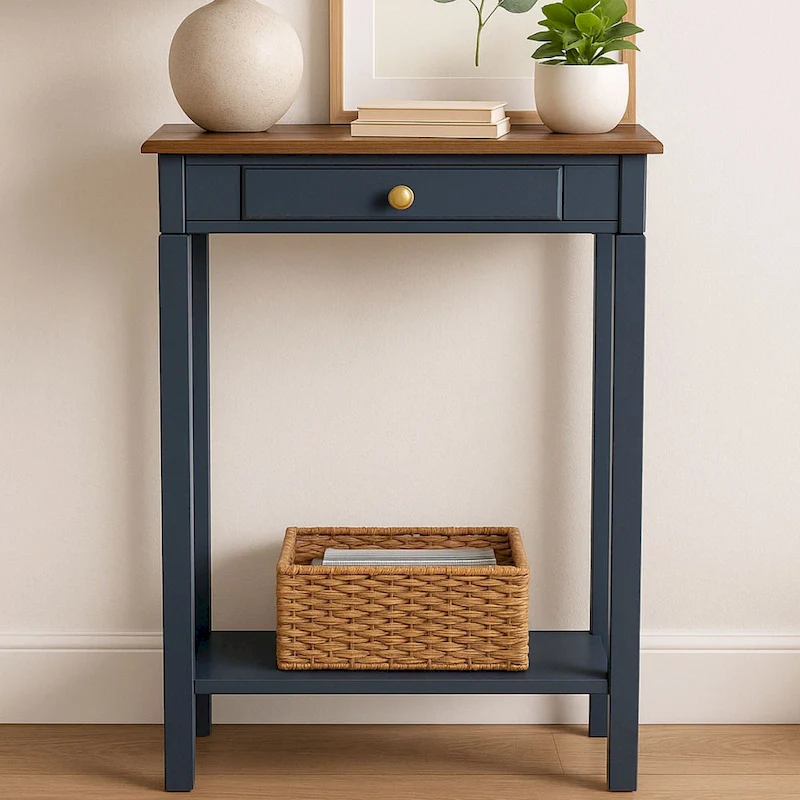 Marnie Two-tone 1-drawer Solid Wood Console Accent Table with Shelf by