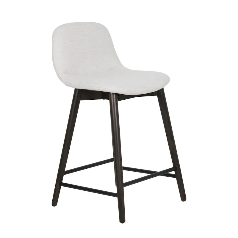 Upholstered Solid Wood Counter Stool With Footrest by