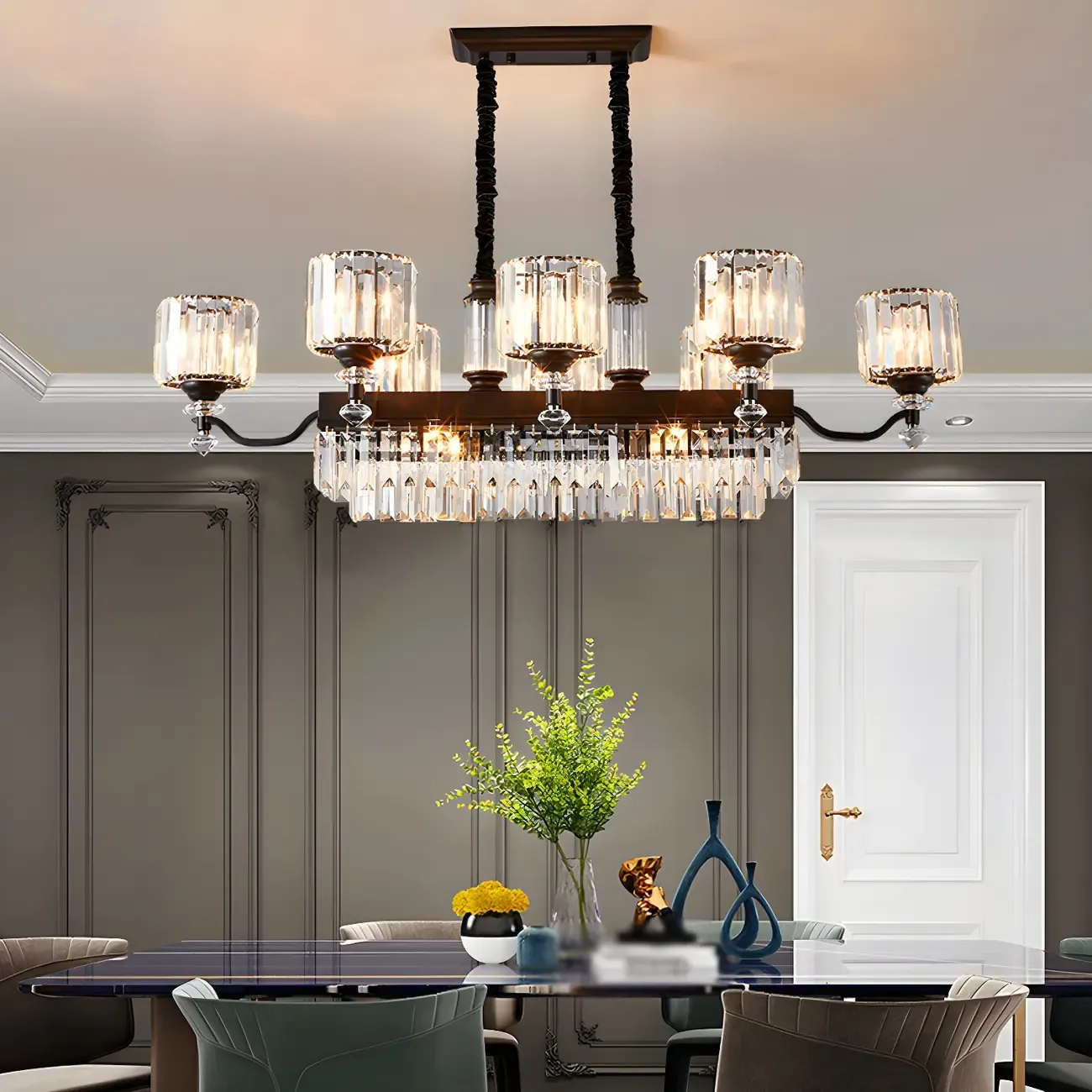 Nordic Crystal Cylinder Chandelier for Dining Room