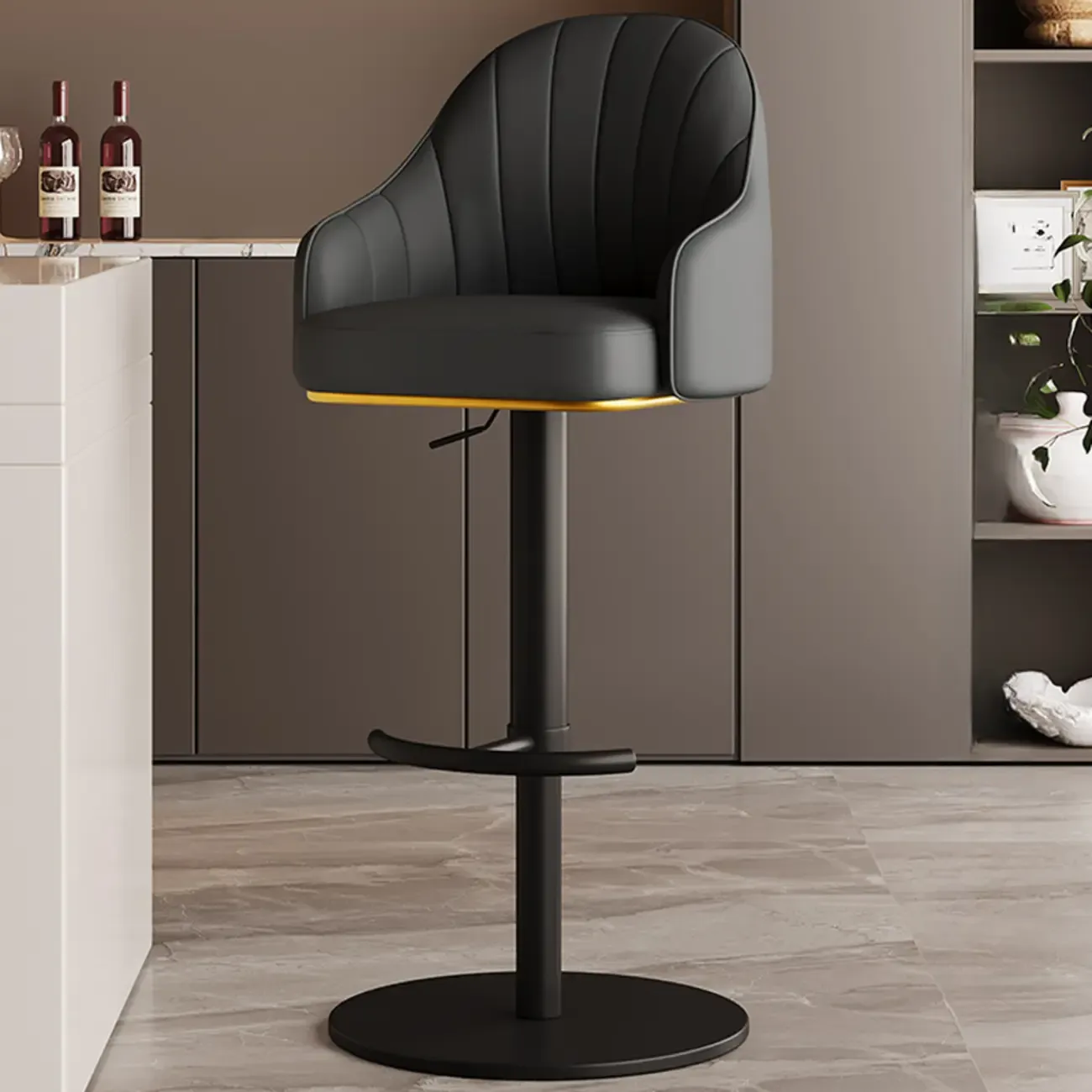 Low Back Adjustable Modern Leather Swivel Bar Stool