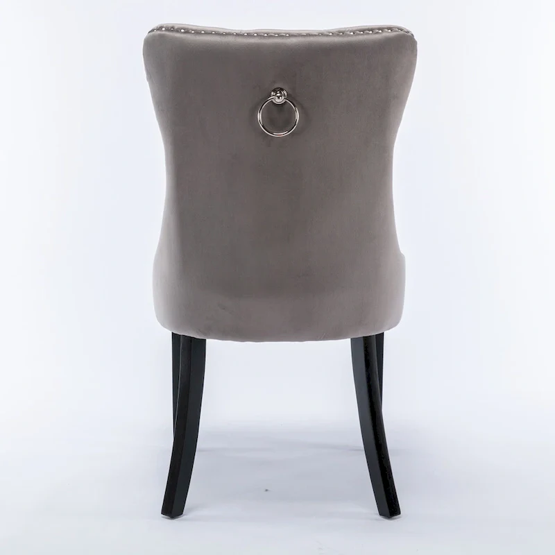 Modern Set of 2 Velvet Tufted Dining Chair with Wood Legs and Nailhead Trim