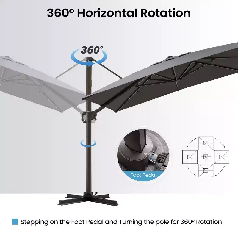 Crestlive Products 9x11FT Cantilever Patio Offset Umbrella 1-Tier Top No Base