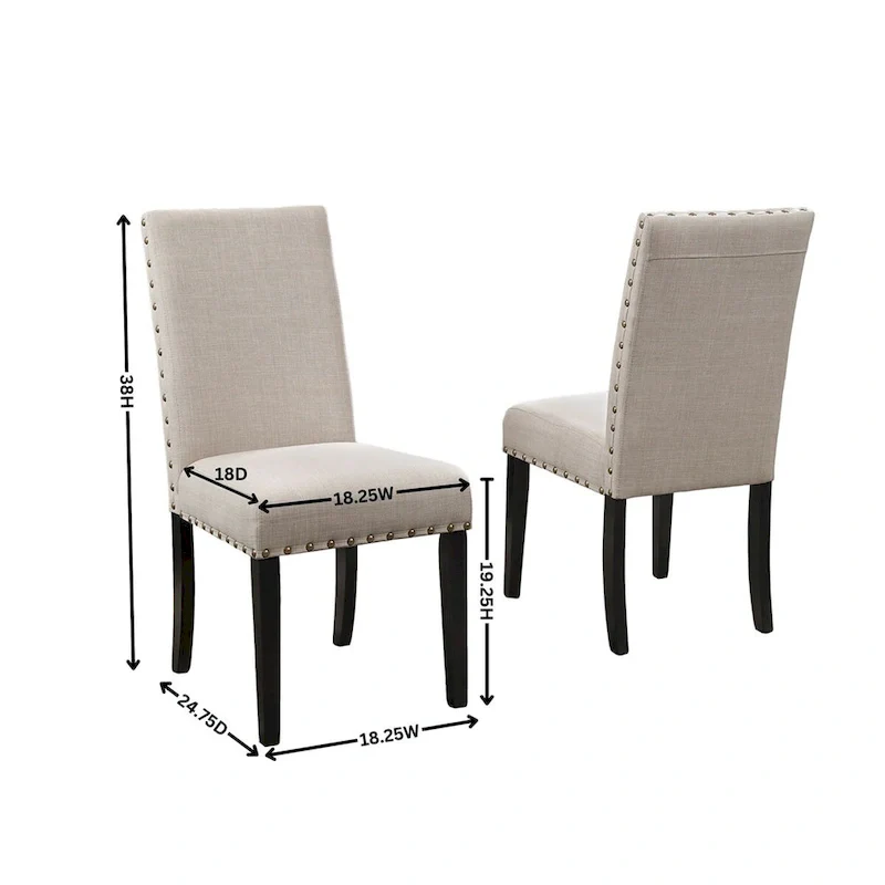 Fabric Dining Chairs with Nailhead Trim,Set of 2