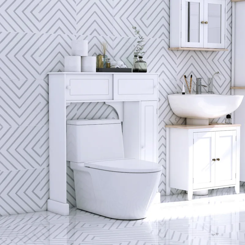 Freestanding Over Toilet Bathroom Storage Cabinet - White - 35*9*41