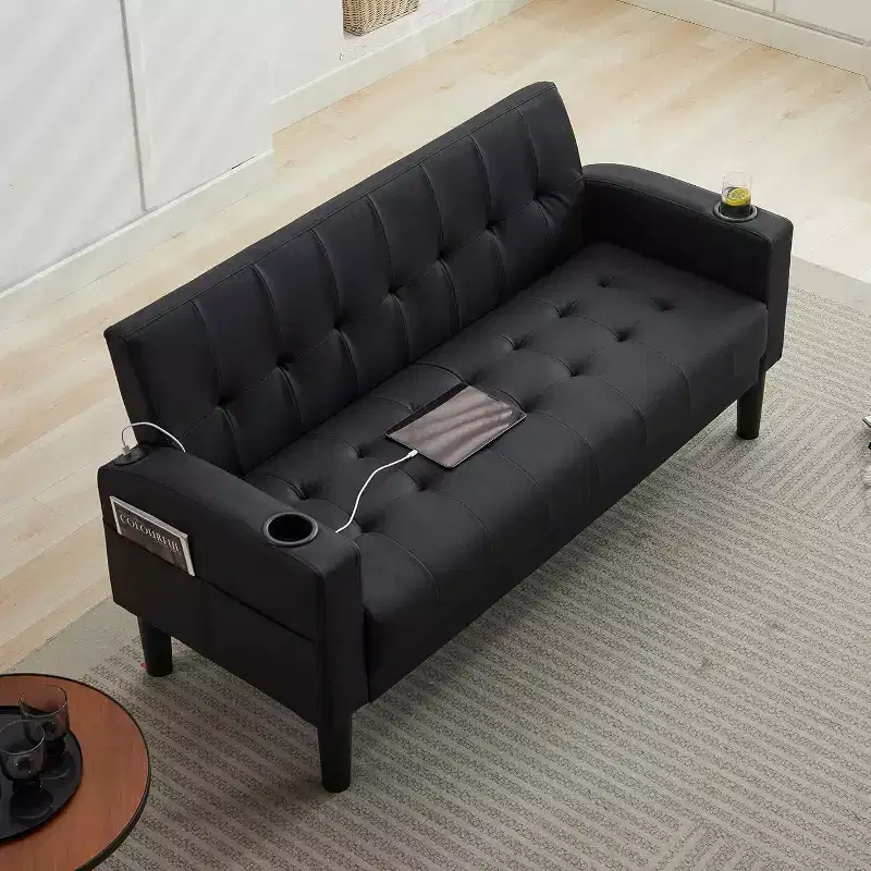 TYBOATLE 2-Piece Sofa Couch, Modern Linen Upholstered Sofa, 2-Piece Set (Loveseat & Chair) Sofa with Deep Seats for Living Room,Black