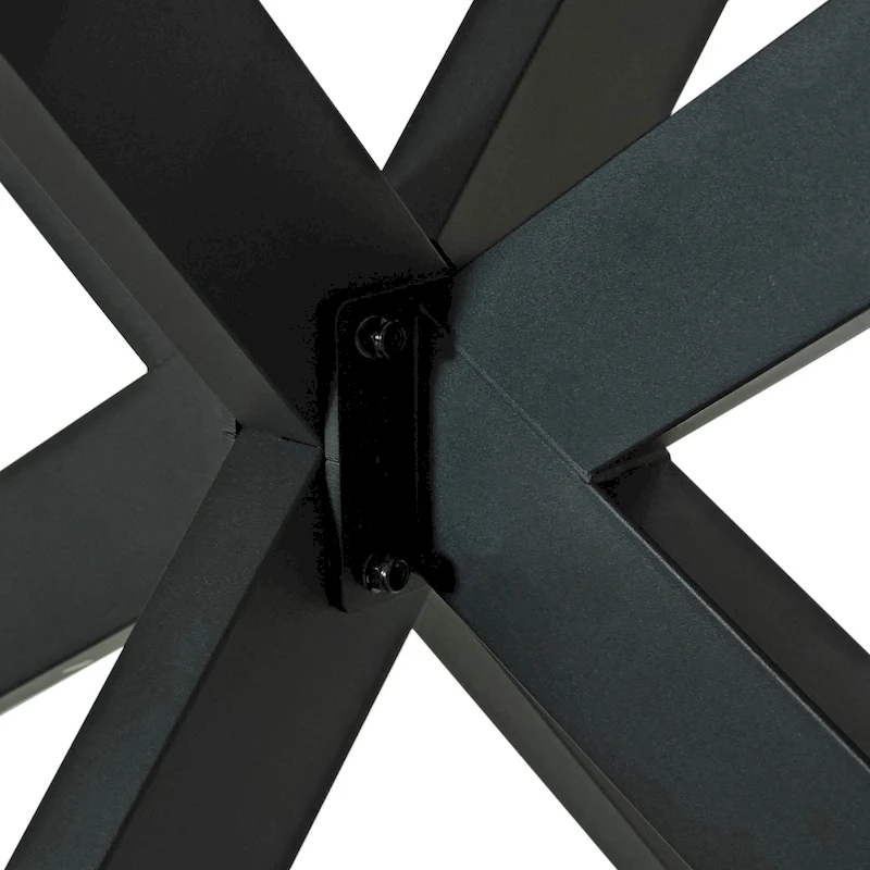 Retro Rectangular Stretch Dining Table with Cross Iron Base