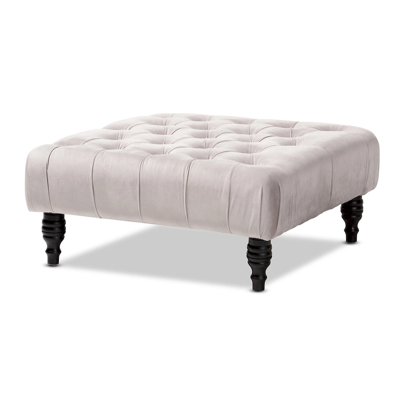 Transitional Velvet Fabric Cocktail Ottoman