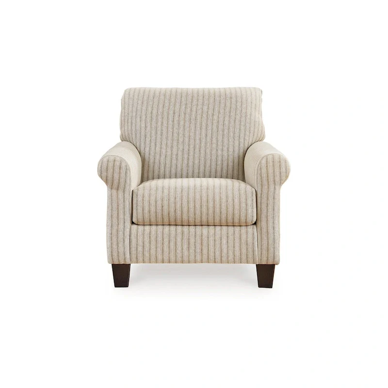 Vlea 36 Inch Accent Armchair, Striped Pattern, Sandstone Beige Polyester