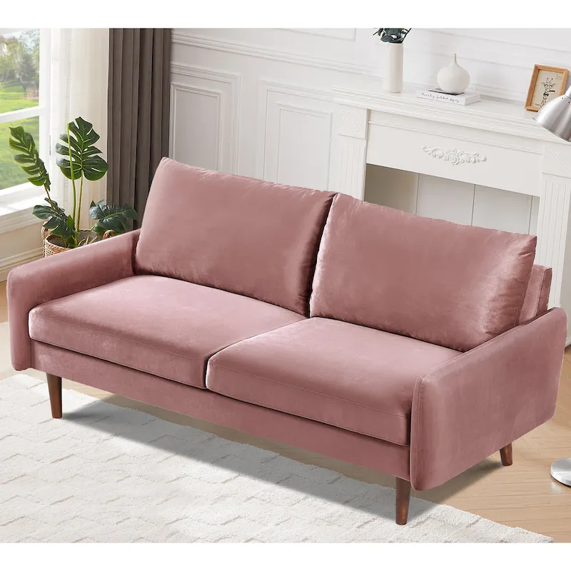 US Pride Furnitirue 70W Tapered-Leg Velvet Sofa