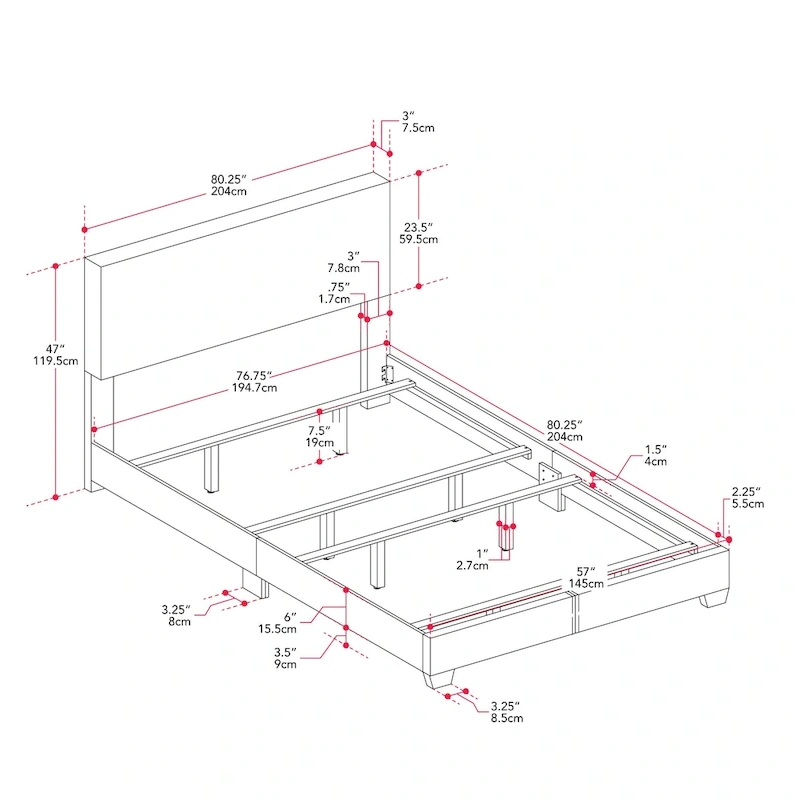 Nova Upholstered Modern Boucle Bed, Box Spring Required