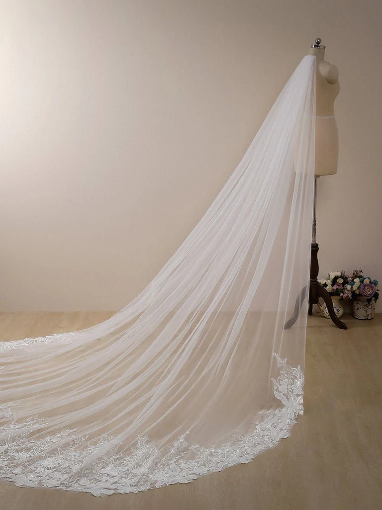 Flower Lace Cathedral Veil Bridal Veil Wedding Veil
