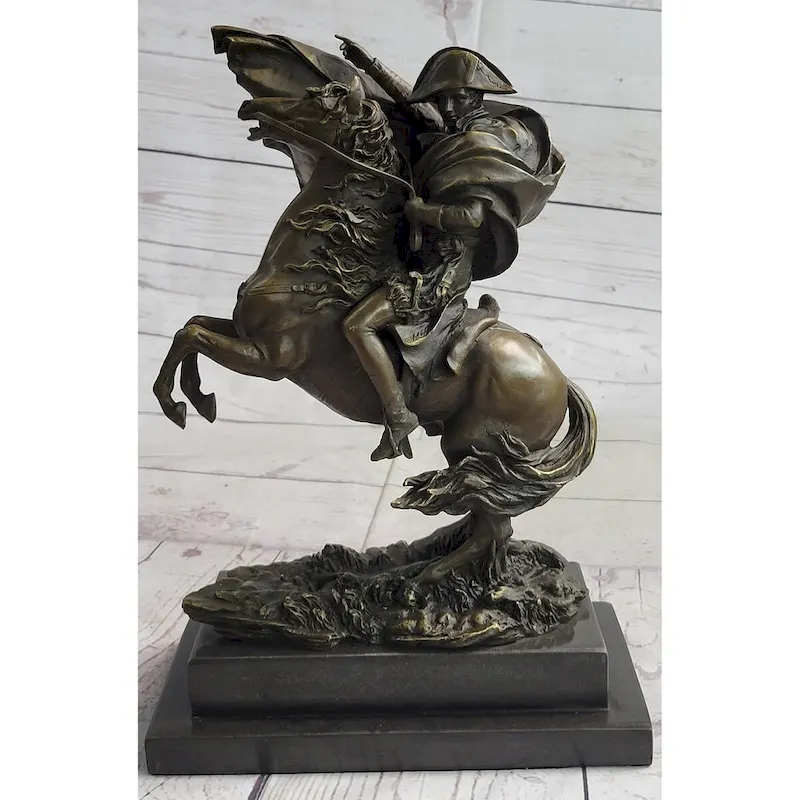 Napoleon Crossing The Alps Bronze Metal Replica Statue Sculpture On Marble Base