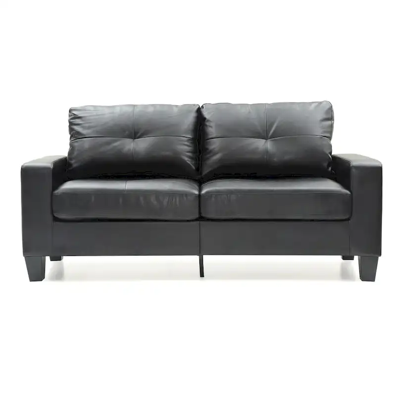 Newbury 71 in. W Flared Arm Faux Leather Straight Sofa - 32L x 71W x 36H