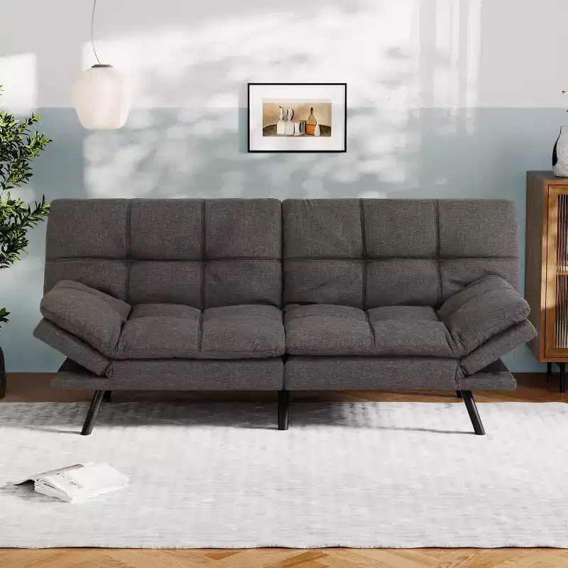 Dyonery 71 Convertible Futon Sofa Bed,Comfy Futon Couch,Memory Foam Reclining Sleeper Sofa Bed for Living Room,Office,Apartment