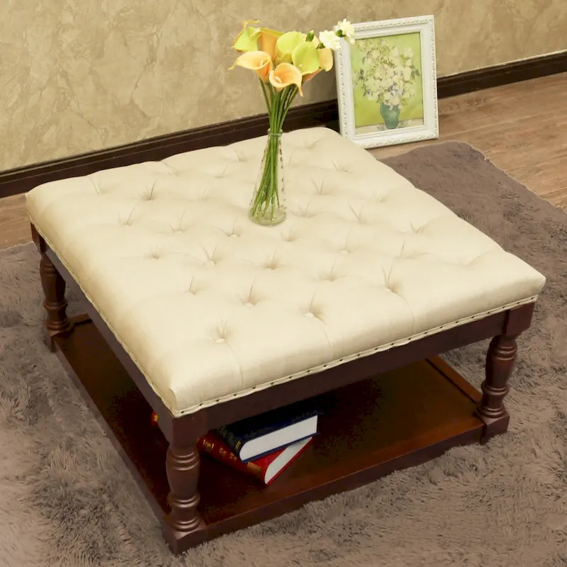 Cairona Fabric 30-inch Tufted Shelved Ottoman