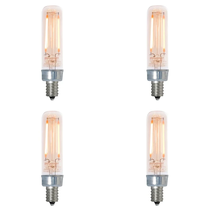 Bulbrite Pack of (4) 2.5 Watt Dimmable Antique Filament T6 Candelabra (E12) LED Bulb - 160 Lumens, 2100K, and 90 CRI