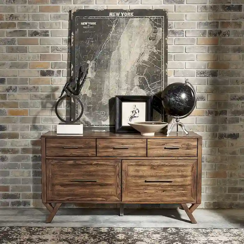 Weathered Chestnut Credenza Desk