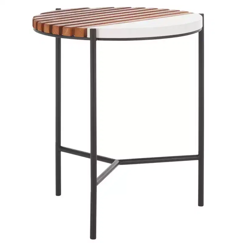 Dallas End Table - ACC2502A - Brown/White Faux Marble - Safavieh