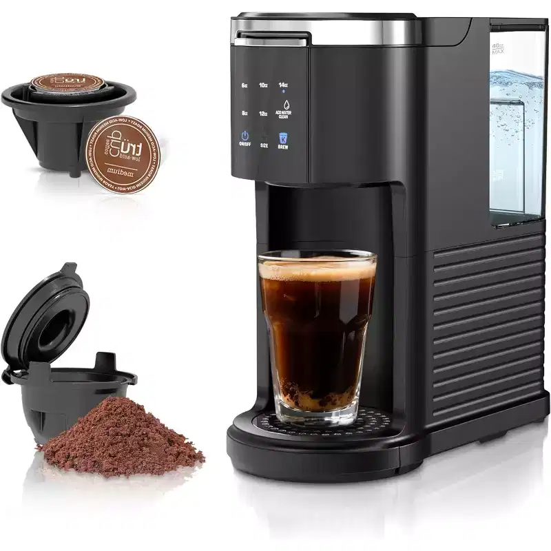 ZAFRO Single Serve Coffee Maker, Coffee Brewer for Capsule and Ground Coffee, Capsule Coffee Machine with 40 Oz Water Tank, Black