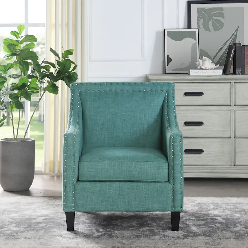 Erica Accent Armchair with Chrome Nailhead Trim