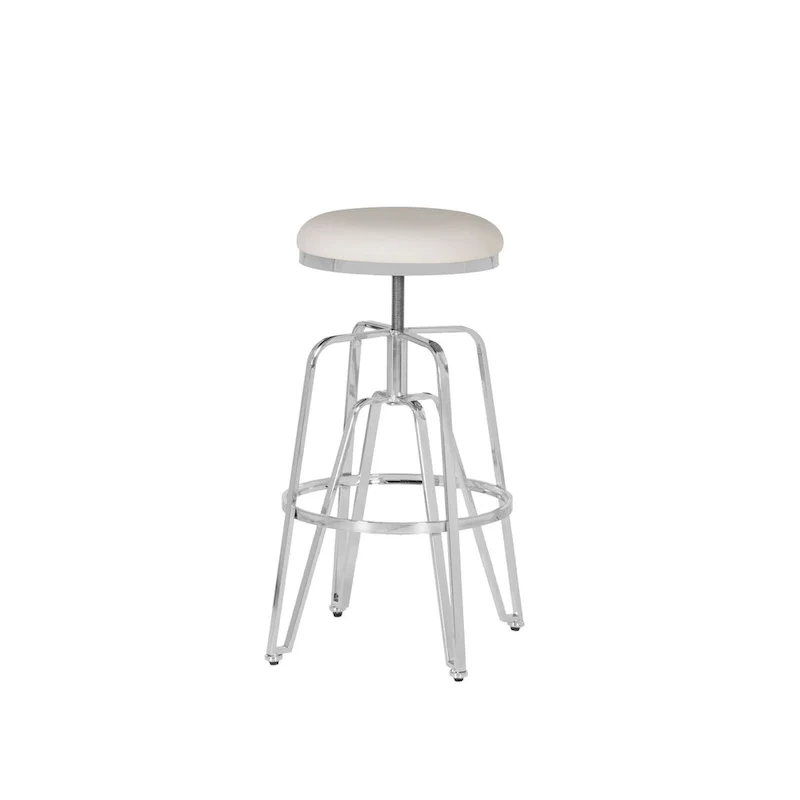 Aimes Metal and Faux Leather Adjustable Backless Stool