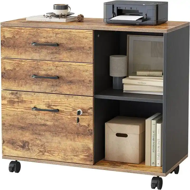 3-Drawer Mobile File Cabinet - 14.2 D x 31.5 W x 25.4 H