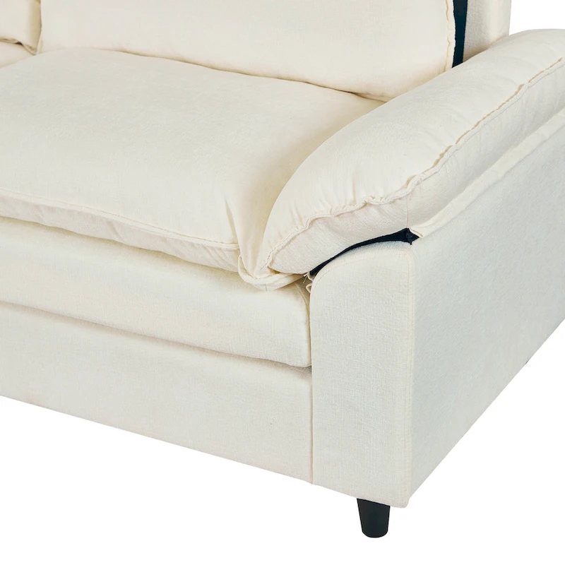 80.31 Linen 2-Seat Sofa with Hidden Compartment and Soft Armrests - Sturdy Rubberwood Legs