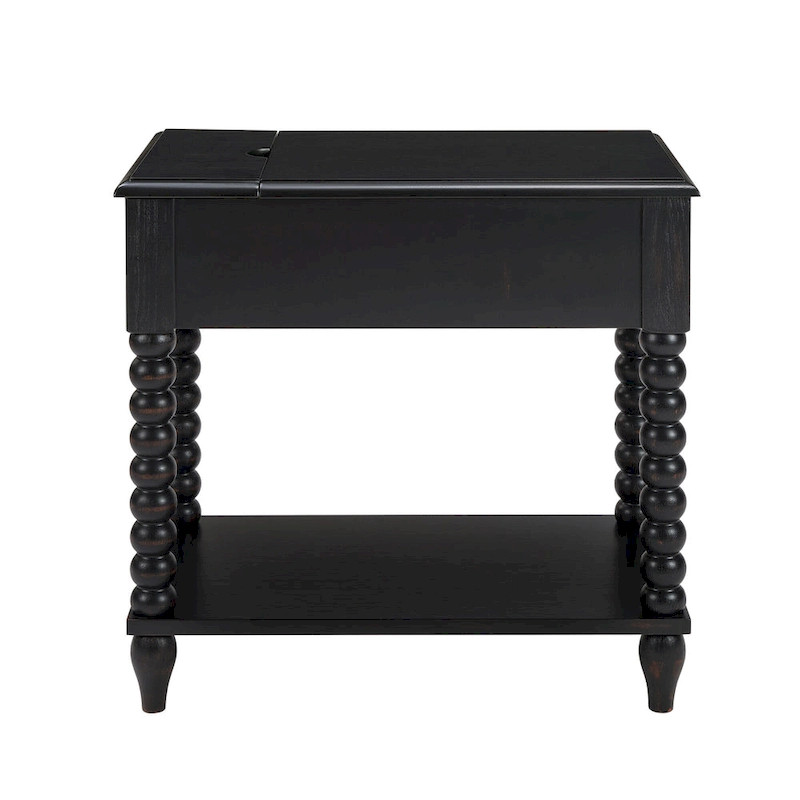 Traditional 23.6 Spindle Leg Wood End Table with USB