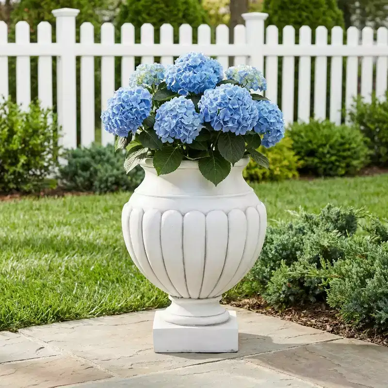 Christopher Knight Home Maeron Classical Patio Scalloped Lightweight Concrete Pedestal Urn Planter