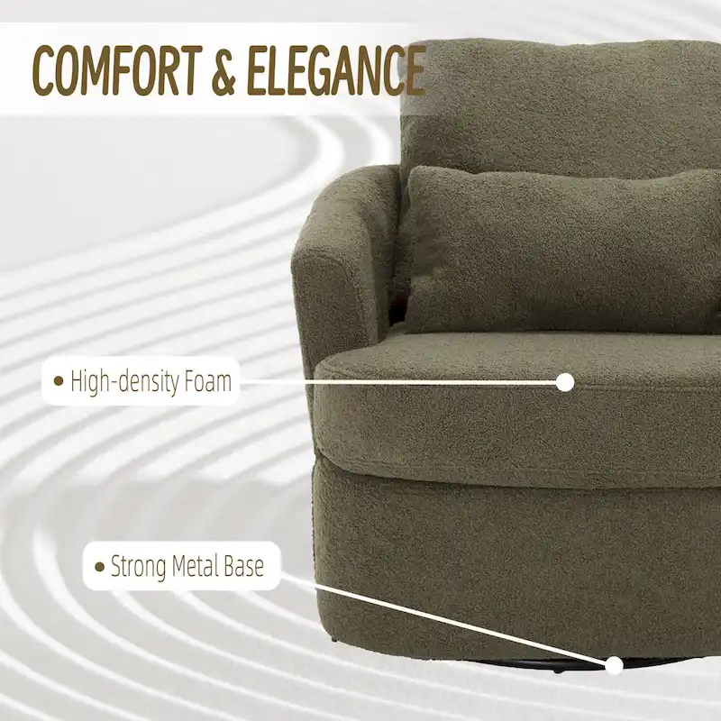 Swivel Barrel Chair, Round Accent Sofa Chair Barrel Club Chair