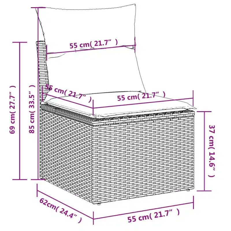 vidaXL 5 Piece Patio Sofa Set with Cushions Black Poly Rattan - Black and Blue Without Table