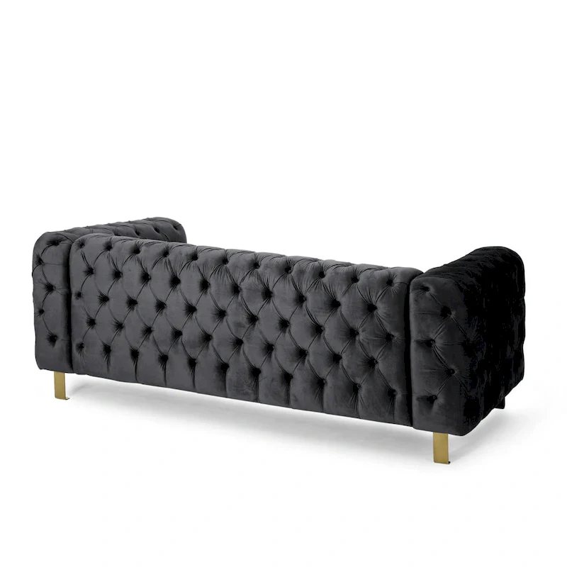 Keyser Modern Glam Tufted Velvet 3 Seater Sofa - 83.75  L x 34.50  W x 27.25  H