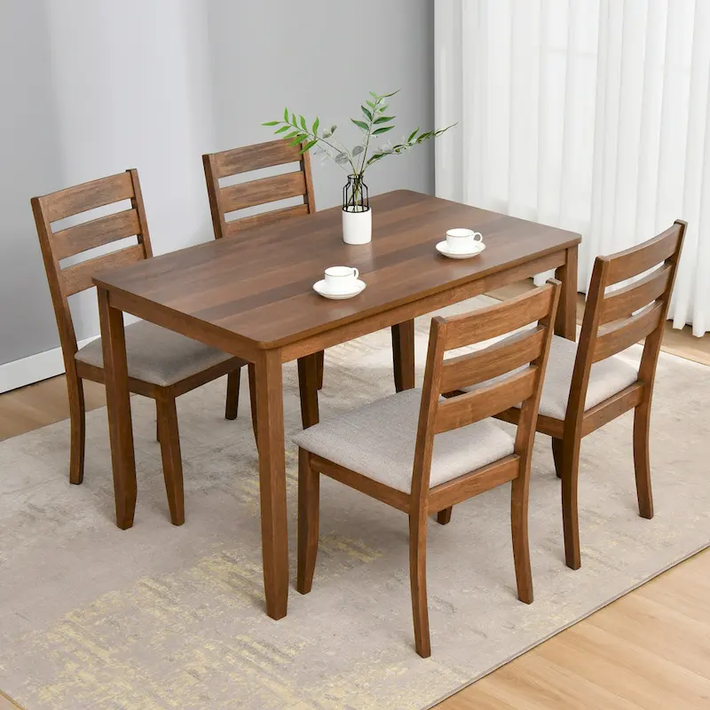 Slat Back Wood Dining Chairs Set of 4