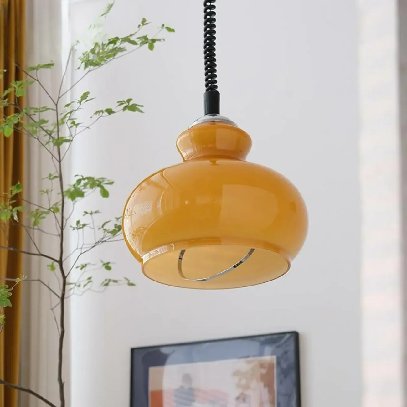Modern Green Dome Glass Adjustable Pendant Light
