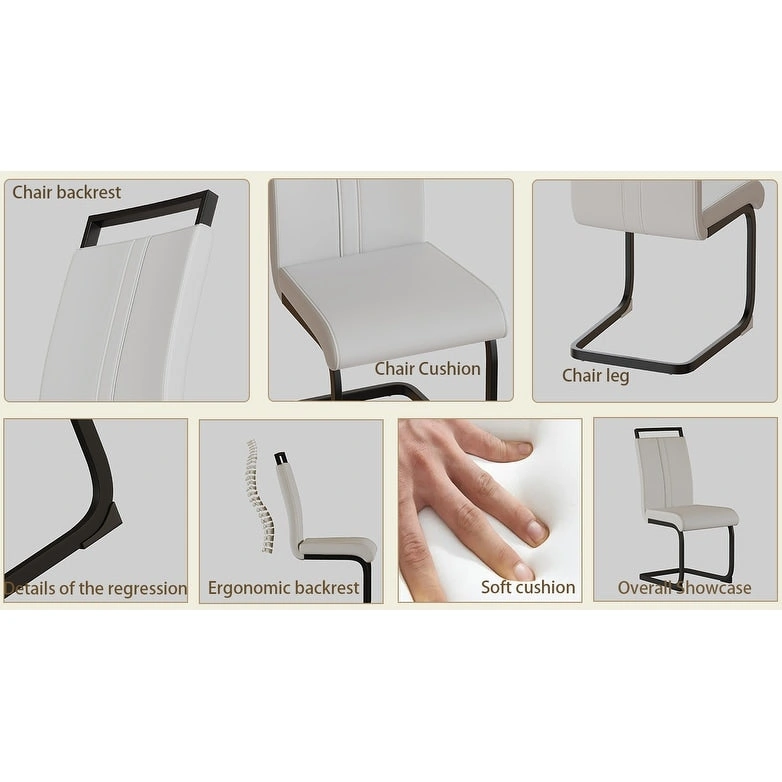 High Back Upholstered Side Chair with C-shaped Tube