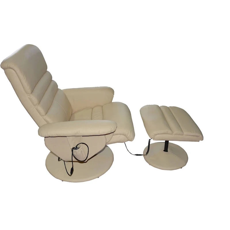 White Recliner Armchair with Ottoman, 1-Seater