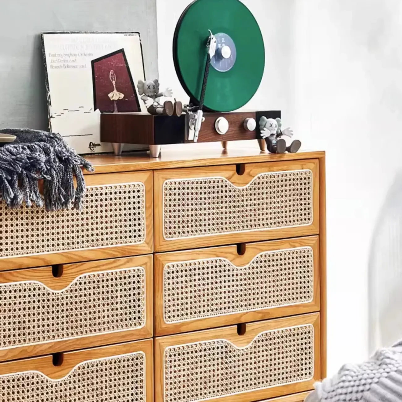 Tropical Natural Woven Double Layer Chest with 6-Drawers