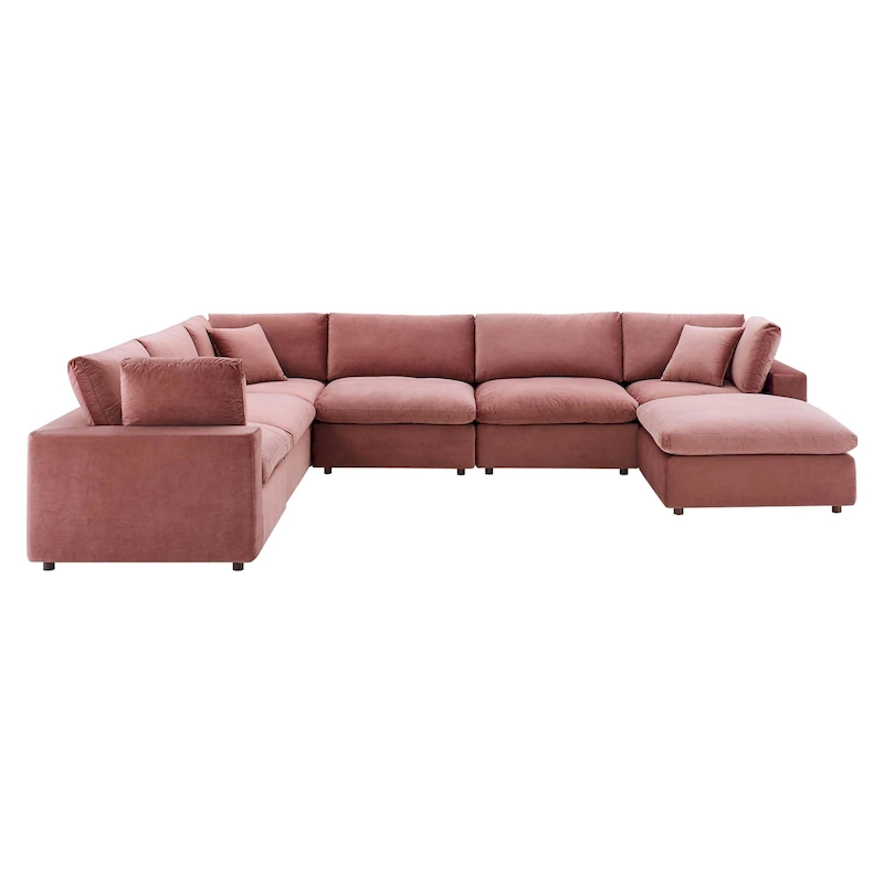 Commix Down Filled Overstuffed Velvet 7-Piece Sectional Sofa