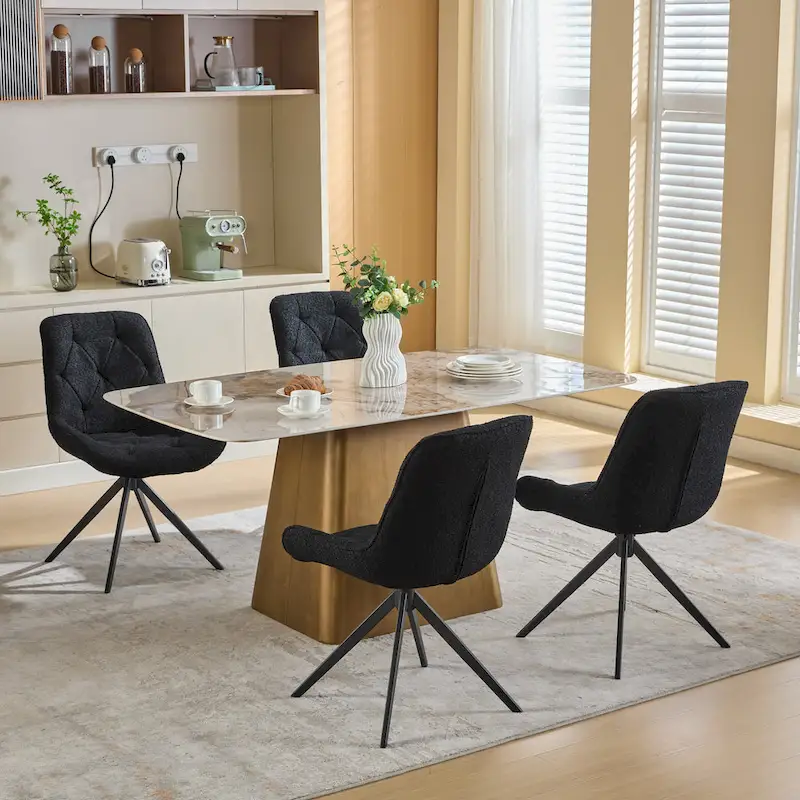 XINMICS Swivel Dining Chairs, Boucle Upholstered Accent Chairs Living Room Chairs Desk Office Arm Chair