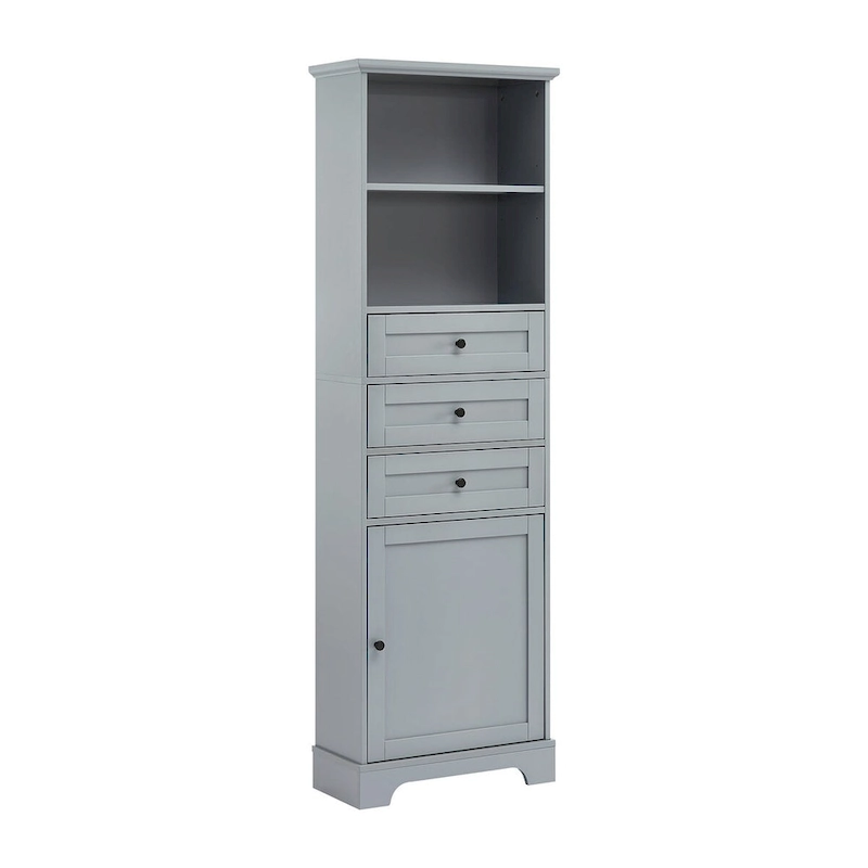 68 Tall Freestanding Bathroom Cabinet with 3 Drawers and Adjustable Shelves