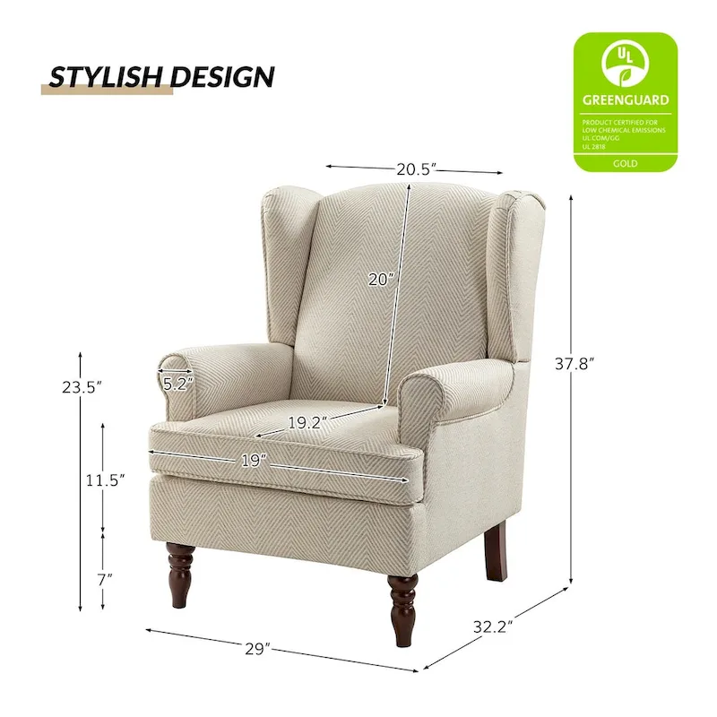 Epimethis Traditional Fabric Accent Armchair with Turned Legs Set of 2 by HULALA HOME
