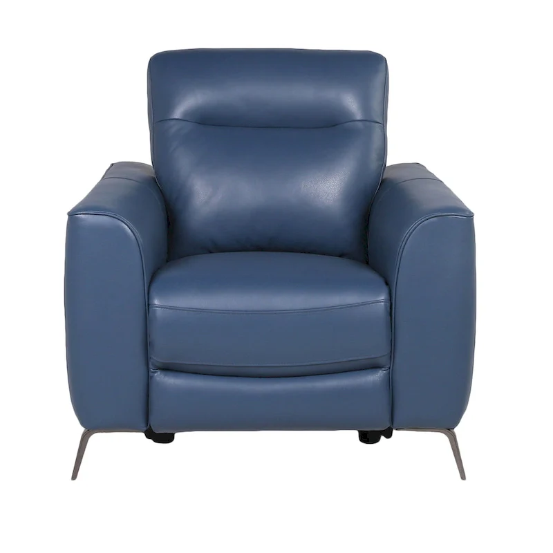 Steve Silver Top Grain Leather Ocean Blue Power Reclining Chair