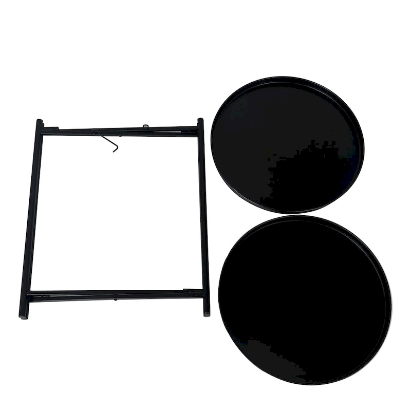 Adeco Side Table 2-Tier Metal Round End Table with Removable Tray - 17.5