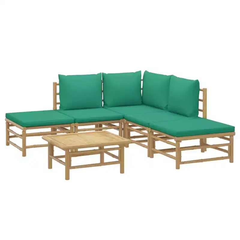 vidaXL Garden Lounge Set, Bamboo Bamboo, Fabric (100% polyester)