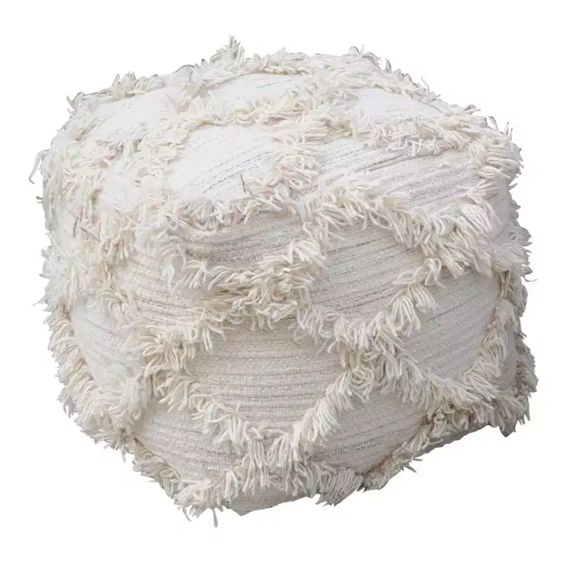 Jucar Handcrafted Boho Fabric Cube Pouf - Christopher Knight Home